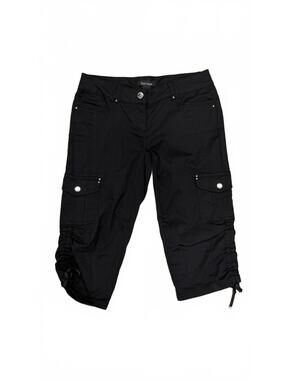 NWT White House Black Market Capri Pants Black Cargo Cropped Ruched Tie Hem